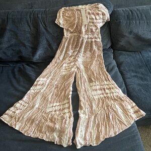 Vici Free People strapless tube top flowy maxi jumpsuit boho romper